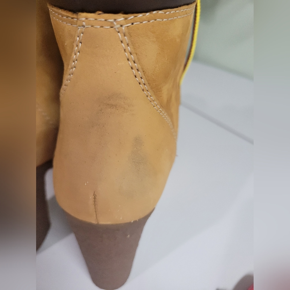 🎀Clearance🎀 Timberland Tilson High Heel 6.5 Wheat Nubuck Leather Ankle Boots - Picture 14 of 14